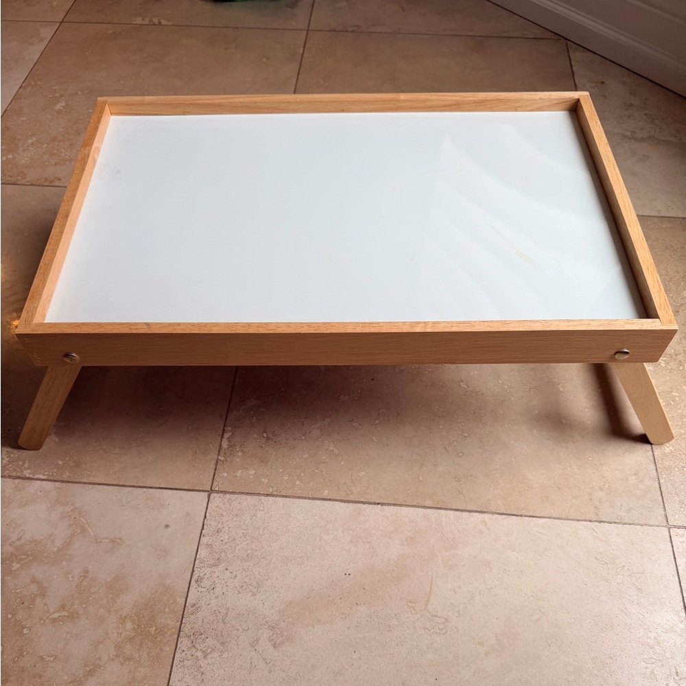 White & Natural Wood Folding Bed Tray - Brand